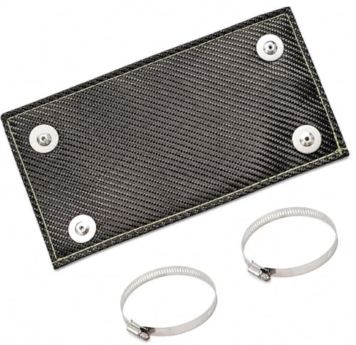 Carbon Pipe Heat Shield 4" x 8" Exhaust Heat Shield, Two-layer Material Design Heat Protection up to 1800°F, Protects Heat Sensitive Components, Hoses, Lines, and Electrical Wiring - size: 4'' x 8''