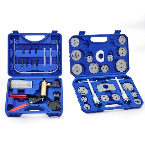 OMT 2-in-1 Brake Caliper Compression Tool and Vacuum Pump Bleeder Kit - color: Blue