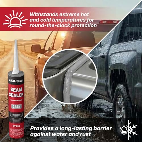 Maxi-Seal Gray Polyurethane Seam Sealer (6-Pack, 10.5oz Tube) | Durable & Flexible Auto Body Joint Compound | Brushable Automotive Filler to Duplicate OEM Finish (87292) - style: 6 Pack