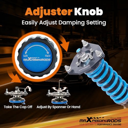 maXpeedingrods Coilover for Hyundai Sonata 2015-2019, for Kia Optima 2016-2020, 24 Levels Damper Adjustable Coilovers Suspension Kit, Height Adjustable T6 Upgraded Lowering Kits Blue