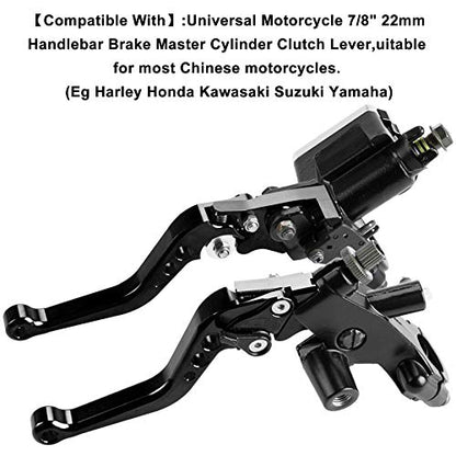 Universal Motorcycle 7/8" 22mm Handlebar Brake Master Cylinder Clutch Lever CNC Left & Right Set Compatible with Harley Honda Kawasaki Suzuki Yamaha（ Piston Diameter 12.7mm(Black) - color: Black
