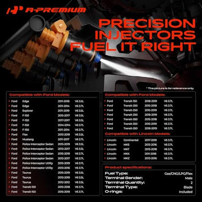 A-Premium Fuel Injectors Compatible with Ford, Lincoln
