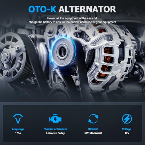 Alternator Replacement Compatible with 2014-2018 Chevy Silverado 1500 GMC Sierra,2015-2020 Chevy Suburban Tahoe GMC Yukon Cadillac Escalade,4.3L V6 5.3L 6.2L V8,170A 12V,Replaces#84143540 22949467 - size: 84143540