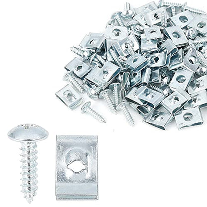 X AUTOHAUX 50 Sets 4.2x16mm U Clip Screw Assortment Car Clips - color: Silver Tone