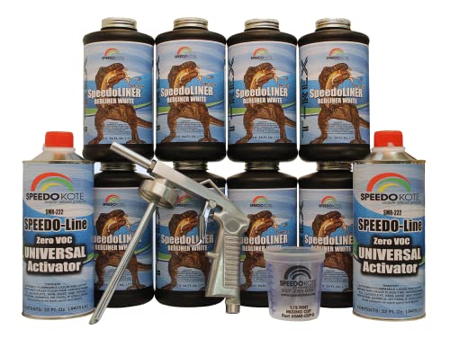 Speedokote T-Rex White Bed Liner, 2K Urethane, SMR-1000W-K8 Truck Bedliner w/Free Spray Gun