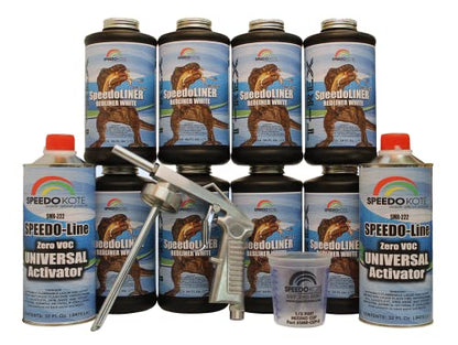 Speedokote T-Rex White Bed Liner, 2K Urethane, SMR-1000W-K8 Truck Bedliner w/Free Spray Gun
