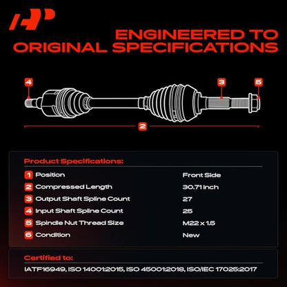 A-Premium Front Driver or Passenger Side CV Axle Shaft Assembly - style: Front Driver or Passenger Side