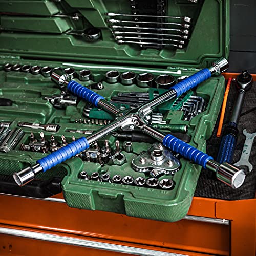 CARTMAN 16 Inch Heavy Duty Non-Slip 4-Way Universal Cross Lug Wrench - size: 16" Blue (Pack of 1)