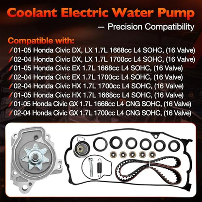 Timing Belt Kit With Water Pump Fit For 2001-2005 Honda Civic Engine - size: TCK312