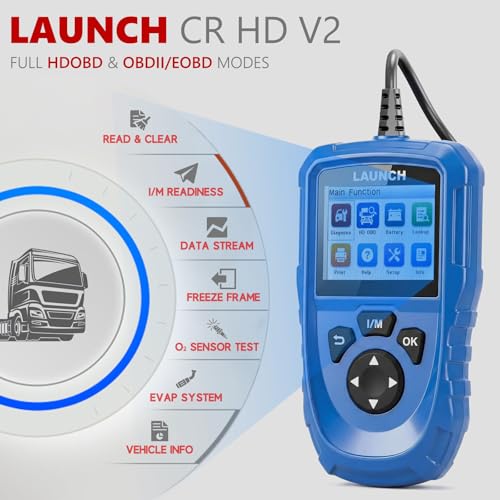 LAUNCH Creader HD V2 Heavy Duty Truck Diagnostic Scanner 2-in-1 HDOBD OBD-II EOBD Code Reader for Freightliner, for Paccar, for International, for Volvo, for Cummins, for Caterpillar HD OBD Scan Tool