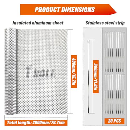 79" x 16" Exhaust Heat Shield Automotive with 20 Stainless Steel Cable Ties, Aluminum Muffler Heat Shield for Starter, Exhaust, Muffler, Engine - size: 79" x 16"