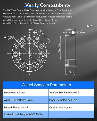 ECCPP 4PCS Wheel Spacers 1.5" 6x5.5 for Ram for 1500 2019-2025