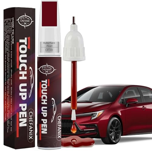 Ruby Flare Pearl (3T3) Touch Up Paint Pen Compatible with Toyota - Exact Color Match, 2-in-1 Brush & Pen,Car Paint Scratch Repair Kit for RAV4/Camry/Corolla/Tacoma/Highlander/Sienna - color: Ruby Flare Pearl (3T3) for Avalon/RAV4/Camry/Corolla/Highlander/