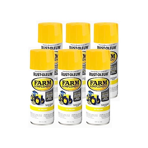 Rust-Oleum Farm & Implement JD Yellow Spray Paint - color: JD Yellow, size: 12 Ounce (Pack of 6)