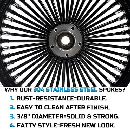 FatFlex 16" Rear Wheel Black Fat Spokes 3.5" Rim - color: 16" x 3.5" Black+Black+Black