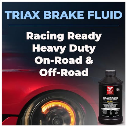 TRIAX Brake Fluid DOT 3&4 - Full Synthetic, High Temp, Heavy Duty, All-Vehicle, Race Ready - European, Asian, & US Vehicles - Resists Brake Fade & Vapor Lock, ABS Traction & Control (12 Quart Pack) - size: 12 Qt Pack