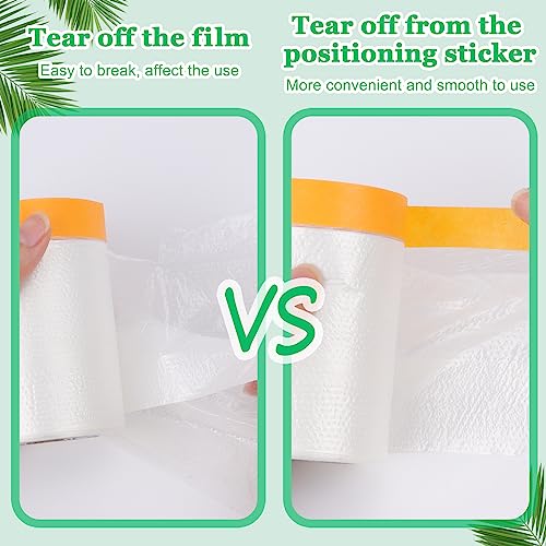 3 Rolls Pre-Taped Painting Masking Film, 5 x 65.6 Feet