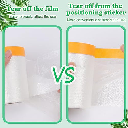 3 Rolls Pre-Taped Painting Masking Film, 5 x 65.6 Feet
