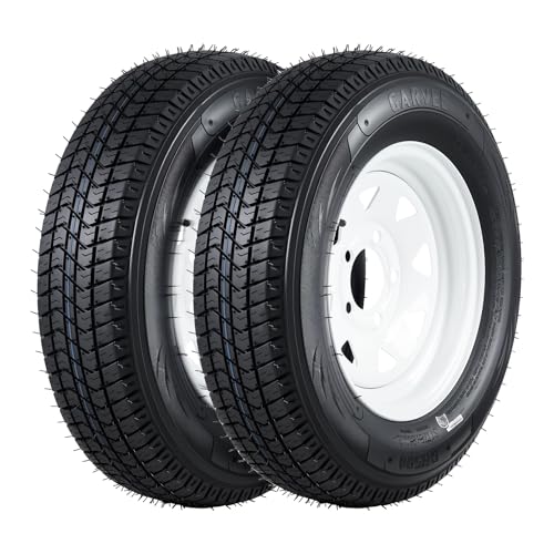 Heavy Duty Trailer Tire and Wheel Set - ST175/80D13, 6PR Load Range C, 5 Lug 13" White Modular Wheels - For Utility, Boat, Camper Trailers - PCD 114.3x5, Center Bore 81, ET=0, Specs: - size: ST175/80D13