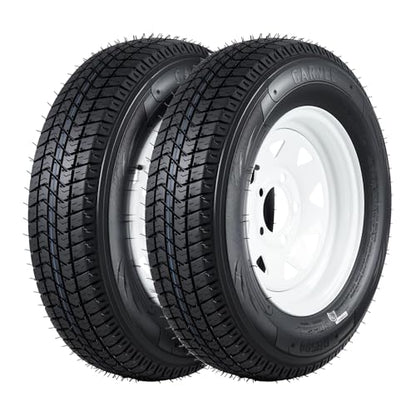 Heavy Duty Trailer Tire and Wheel Set - ST175/80D13, 6PR Load Range C, 5 Lug 13" White Modular Wheels - For Utility, Boat, Camper Trailers - PCD 114.3x5, Center Bore 81, ET=0, Specs: - size: ST175/80D13