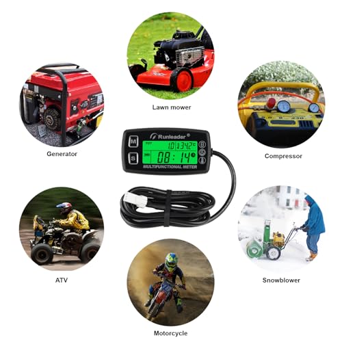 Runleader Digital Tach Hour Meter Engine Temperature Gauge RL-HM035A-TS002 - size: RL-HM035A-TS002