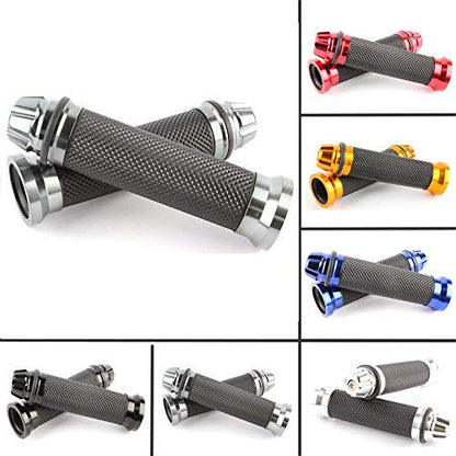 Universal 7/8" 22mm Motorcycle Handlebar Grips - Gel Rubber Compatible with Chopper, Cruiser, Street, Dirt Bike - color: Titanium