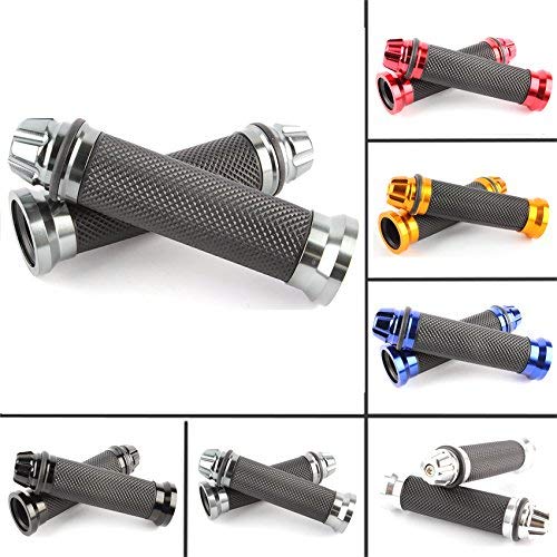 Universal 7/8" 22mm Motorcycle Handlebar Grips - Gel Rubber Compatible with Chopper, Cruiser, Street, Dirt Bike - color: Titanium