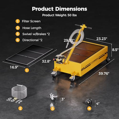 CAMMOO 25 Gal Electric Oil Drain Pan with Pump, Yellow - color: Yellow