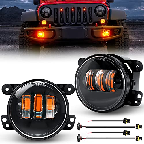 Nilight 4 Inch LED Fog Light Assembly Compatible with 2007-2018 Wrangler JK - color: JK Fog Light Amber 2Pcs