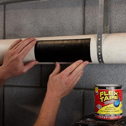 Flex Tape Strong Rubberized Waterproof Tape, Black, 4 in x 5 ft, 1-Pack
