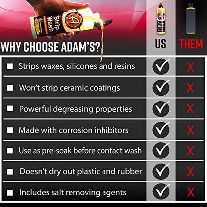 Adam's Polishes Strip Car Wash Soap (5 Gallon) - Sealant & Car Wax Remover Shampoo Salt Remover & Acidic Wash | Thick Suds For Use In Car Cleaning Kit, Foam Cannon, Foam Gun, Sponge, Mitt, Chamois - size: 640 Fl Oz (Pack of 1)