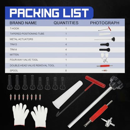 X4XZ 51025 Quick Change Tire Valve Tool Kit with TR413/TR414,Tire Valve Stem Core Quickly Replacement Tool Kit for Replacing Leaky Valves in Cars,ATVs,Trucks, etc. 23PCS