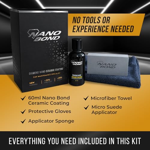 Nano Bond Ceramic Coating for Cars - 9H PRO 80% SiO2 Formula - 60ML Kit - size: 60ml Kit