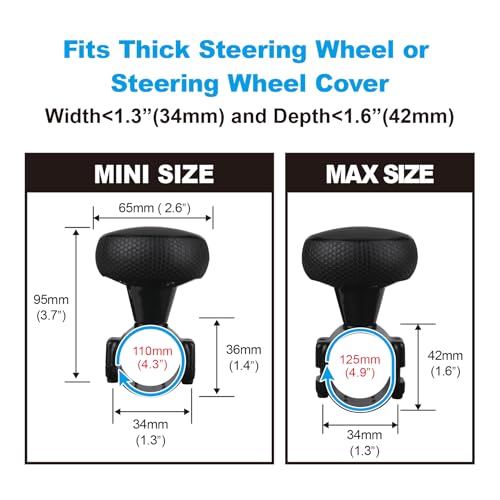 Hypersonic Steering Wheel Knob - Durable Black Suicide Knob Large Steering Wheel Ball Bearings, Making Steering Effortless and Smooth - color: Black