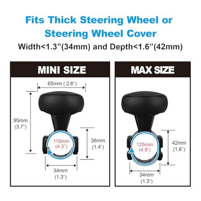 Hypersonic Steering Wheel Knob - Durable Black Suicide Knob Large Steering Wheel Ball Bearings, Making Steering Effortless and Smooth - color: Black