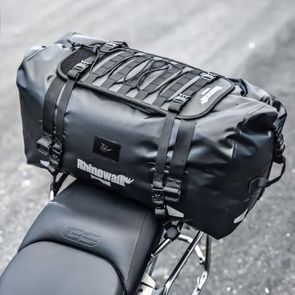 Rhinowalk Waterproof Motorcycle Saddle Bag 65L, MOLLE Rear Seat Tail Bag - size: 65L