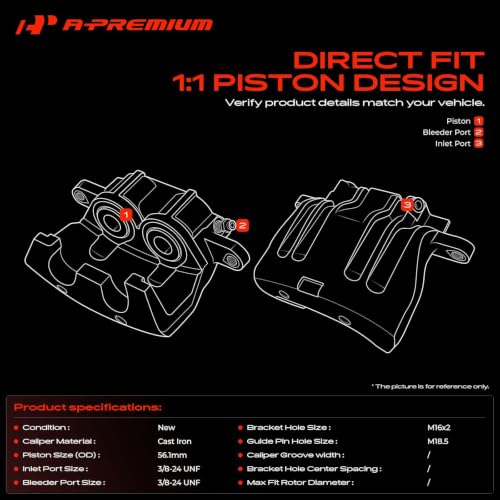 A-Premium Front Left and Right Side Disc Brake Calipers without Bracket - style: Front Driver and Passenger