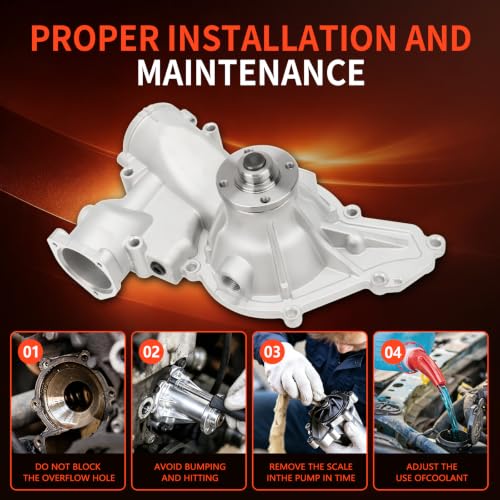 AW4114 Water Pump w/Gasket for Ford E&F Series 96-03 7.3L Diesel - size: AW4114
