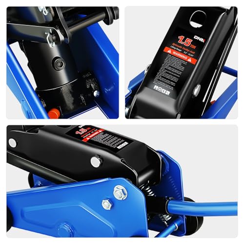 DNA Motoring Low Profile Hydraulic Trolley Service/Floor Jack, 1.5 Ton (3000 lbs) Capacity, Lifting Range 5.5"-15.35",Blue, TOOLS-00675-BL - color: Blue, style: 1.5 ton