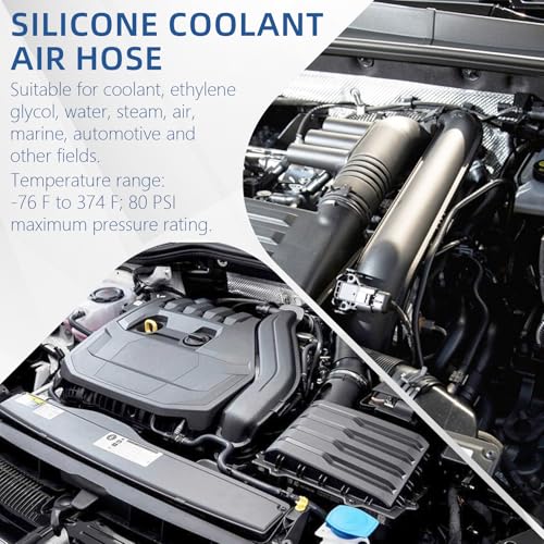 1 1/2" Silicone Coolant Air Hose 12" Length with 2 Clamps – Turbo Intake Radiator Coupler Hose (90 Degree, 1.5" ID) - color: 90 Degree black, size: 1 1/2" ID