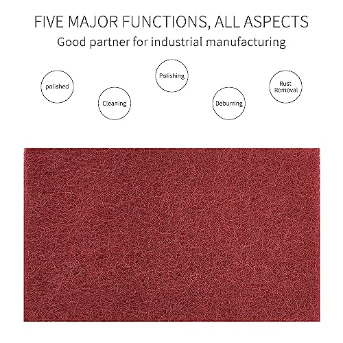SooGree Red Scuff Pads - 6Pcs Scouring Pad - Very Fine Grade Hand Pads, Paint Primer Prep Adhesion Scratch, 7447 General Purpose Sanding Pad 200 x 125mm/8" x 5" - color: 6 Red