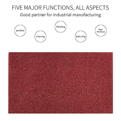 SooGree Red Scuff Pads - 6Pcs Scouring Pad - Very Fine Grade Hand Pads, Paint Primer Prep Adhesion Scratch, 7447 General Purpose Sanding Pad 200 x 125mm/8" x 5" - color: 6 Red