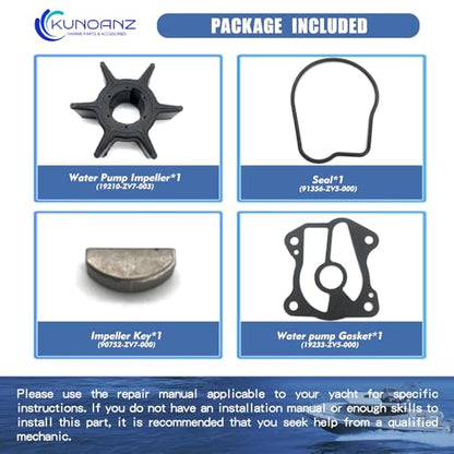 06192-ZV7-000 Water Pump Impeller Kit for Honda 25 30 HP 4 Stroke - size: BF25/30