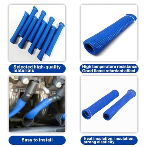 Spark Plug Wire Heat Shield Spark Plug Wire Heat Shield Sleeve Spark Plug Boot Protector Boots Wrap for SBC BBC 350 454 8PCS Plug Wire Covers - 2500F High Temp Protection（Blue) - color: Blue