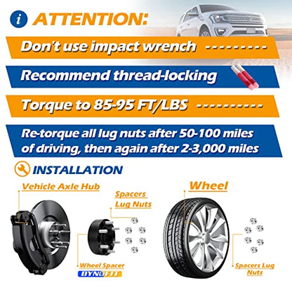 Dynofit 1.5in 6x135 Hub-Centric Wheel Spacers for F150, 87.1mm Hub Bore, M14x1.5 Thread, Forged 6-Lug Wheel Adapters for 2015-2026 Ford F-150, Expedition & Navigator, 4 Piece Spacers - size: 1.5 Inch (2015-2026 F150)