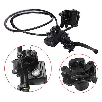 Hoypeyfiy Rear Hand Hydraulic Disc Brake Master Cylinder Caliper Assembly with Brake Pads for Chinese ATV Quad Replacement for TaoTao Buyang Coolsport Kazuma Go-Kart Sunl 50cc 70cc 90cc 110cc 125cc