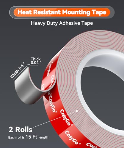 Heavy Duty Permanent Bond Double Sided Tape, Heat Resistant 2-Rolls - size: 5/8" / 15mm Width - 2 Rolls