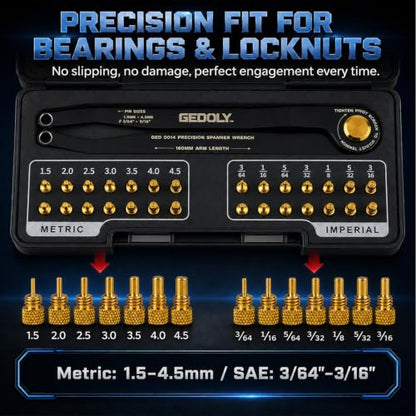 Adjustable Pin Spanner Wrench Set, Heavy Duty Shock & Lock Nut Tool