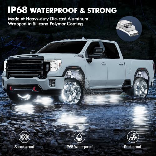 Ehaho 17" Super Bright Double Row Pure White Wheel Lights, Wheel Ring Lights with Remote Control and Turn & Braking Signal Compatible with Various Trucks SUV Car（4PCS） - size: 4 Wheel-17" 2-Row Pure White