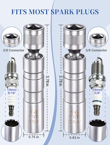 SARDVISA 14mm & 16mm Spark Plug Socket Set for 9/16" & 5/8" Spark Plugs - size: 2 Packs